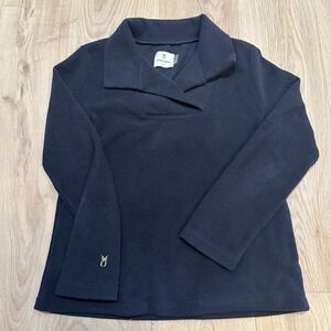 Dudley Stephen's Navy Fleece Sweater Women Size S USA Collared Gorpcore Ski